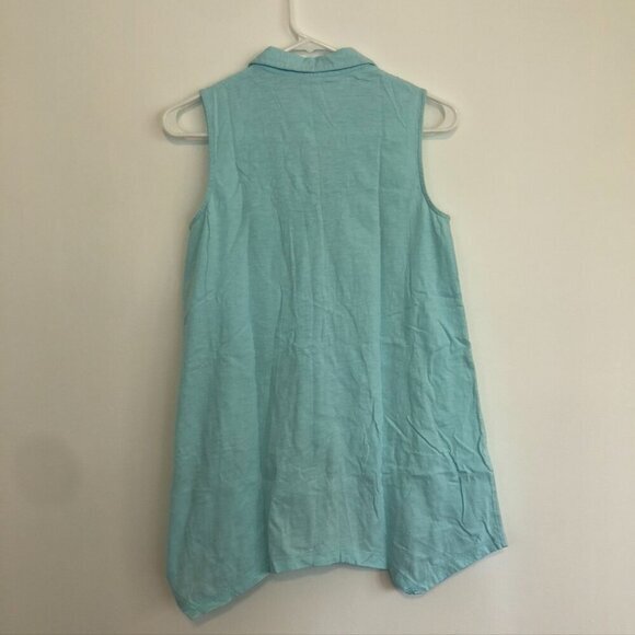 SOFT SURROUNDINGS Danielle Button Tank Aqua Blue Sleeveless 100% Cotton Top XS - Picture 12 of 14